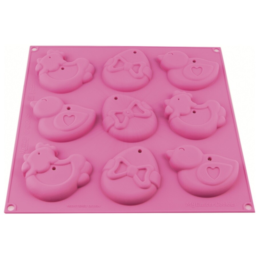 Форма для приготовления печенья силиконовая розовая My Easter Cookies