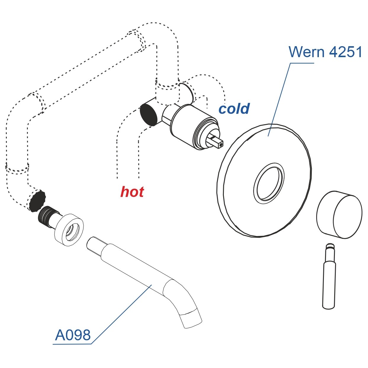 Смеситель для раковины встраиваемый с изливом никель Wasserkraft A42583 - изображение 4
