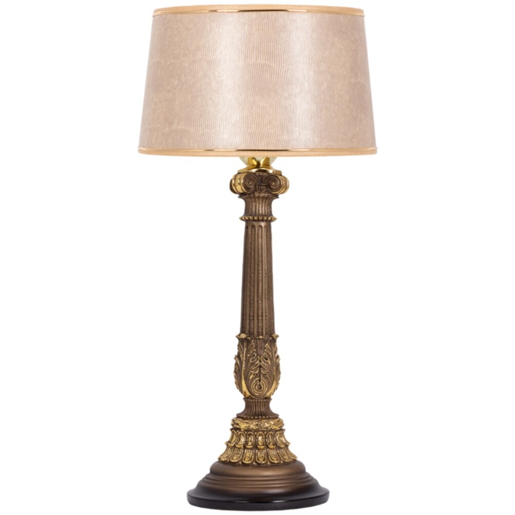 Лампа настольная с абажуром бронза, бежевая &quot;Колонна Испанская. Тюссо Игуана&quot;