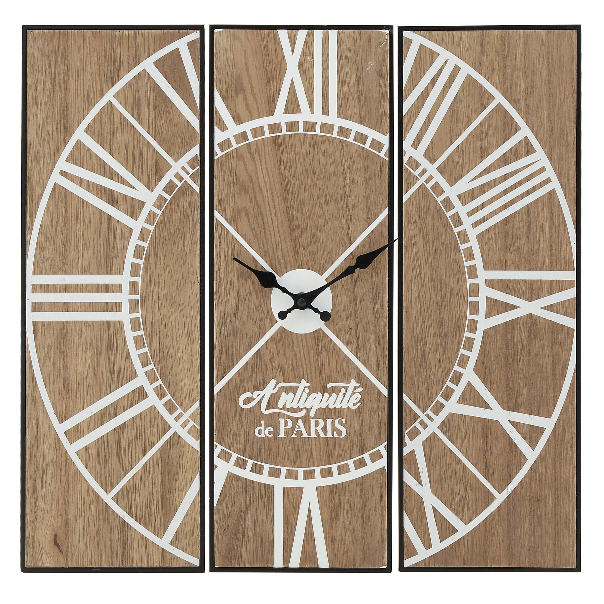 Часы настенные деревянные 45 см коричнево-белые