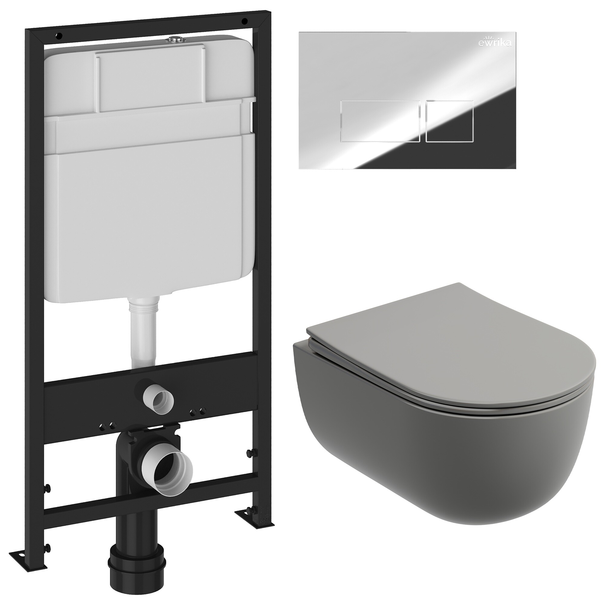 Унитаз Ceramicanova Modena Rimless CN6063MH с инсталляцией Ewrika ProLT 0026-2020