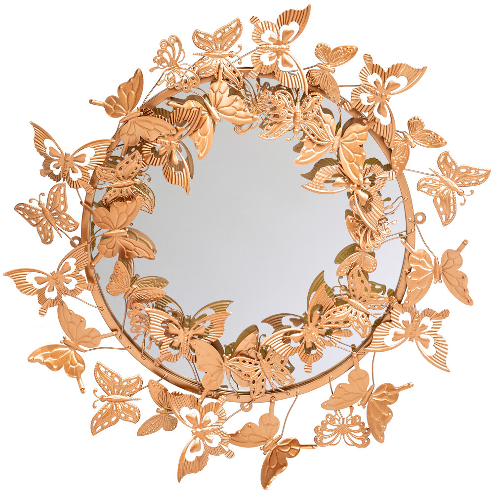 Зеркало настенное круглое розовое с бабочками  &quot;Гвендолин Роуз&quot;