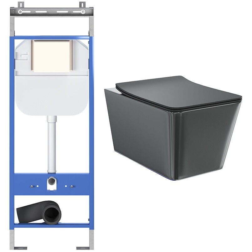 Унитаз подвесной черный Creto Logan L2 1002-002-L2BLMAT с инсталляцией Standart 1.1