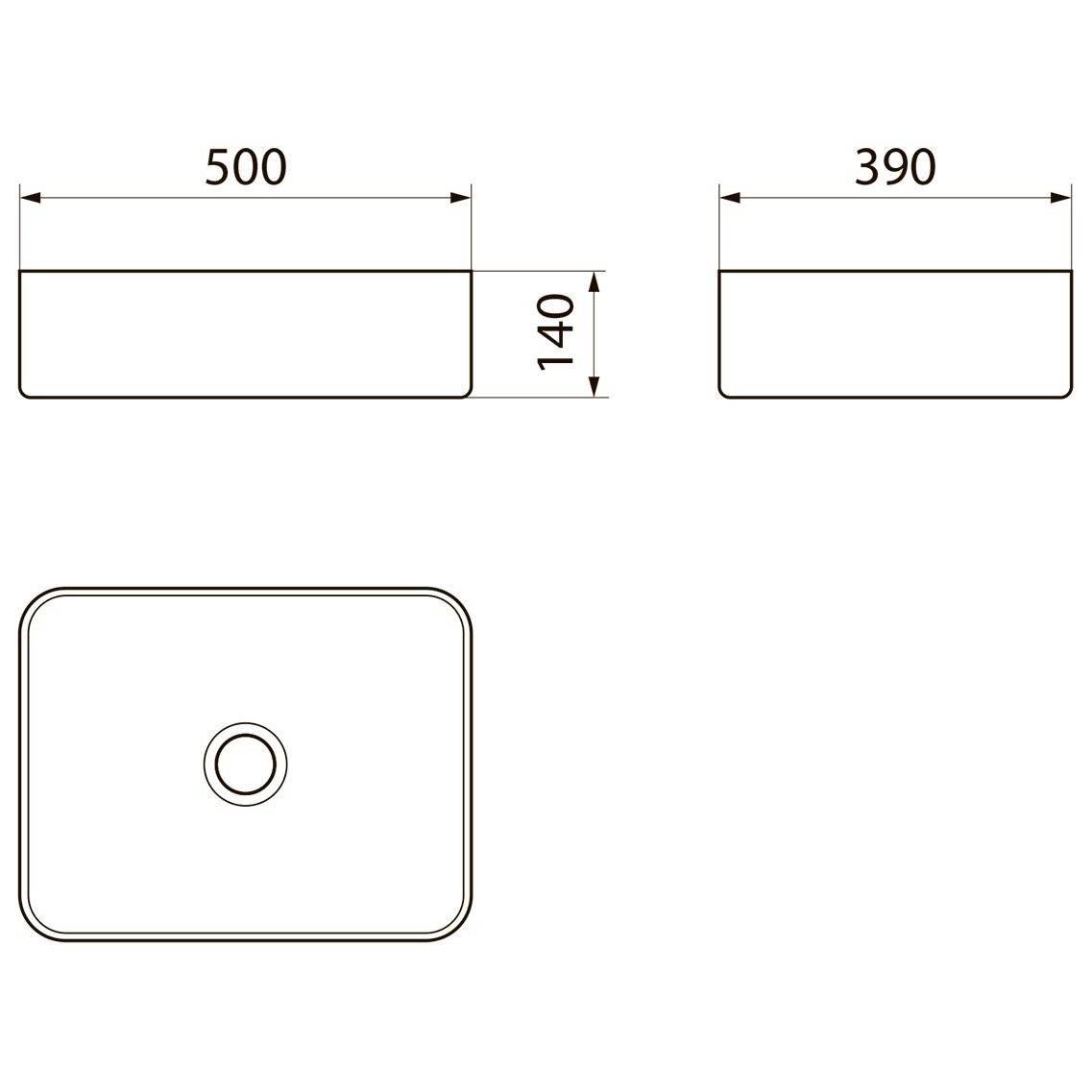 Раковина накладная прямоугольная фарфоровая белая Point "Меркурий 50" PN43832 - изображение 5