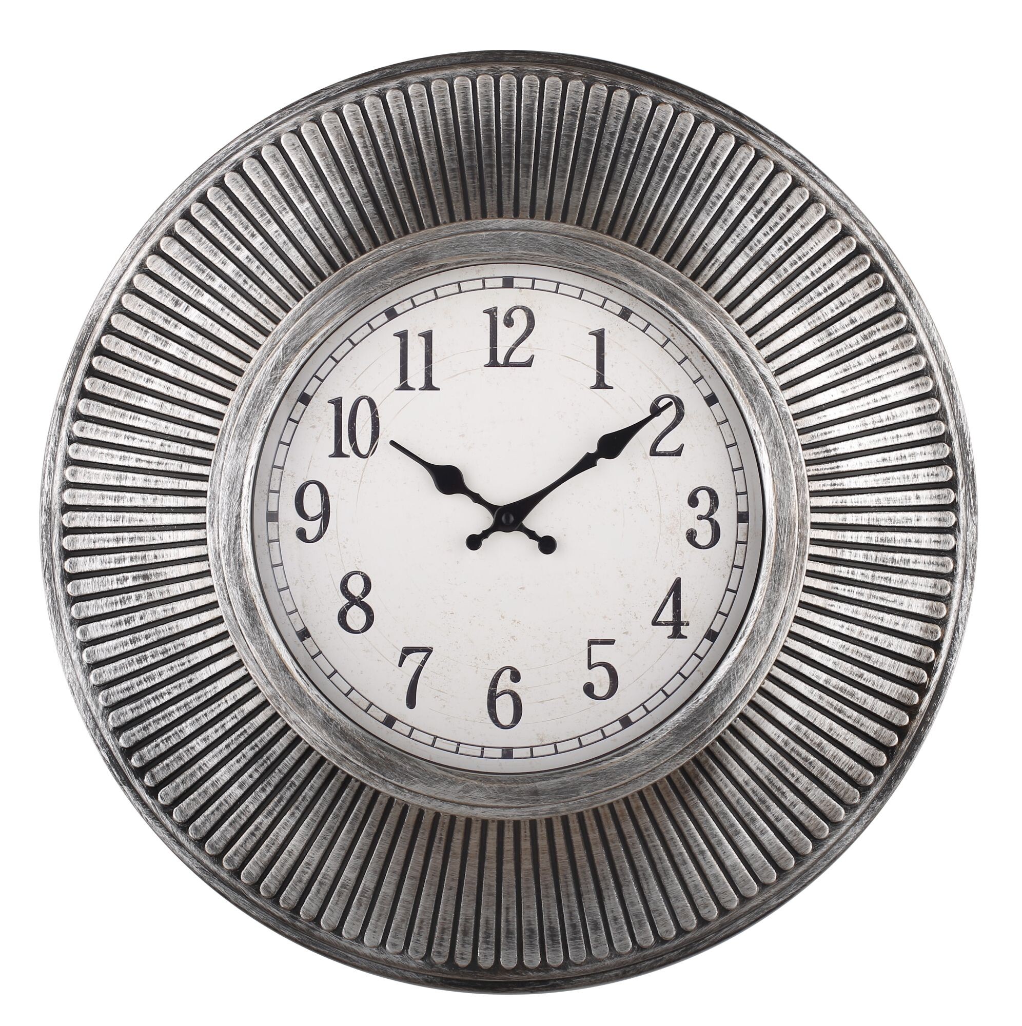 Часы настенные пластиковые 56 см серые с черным Aviere