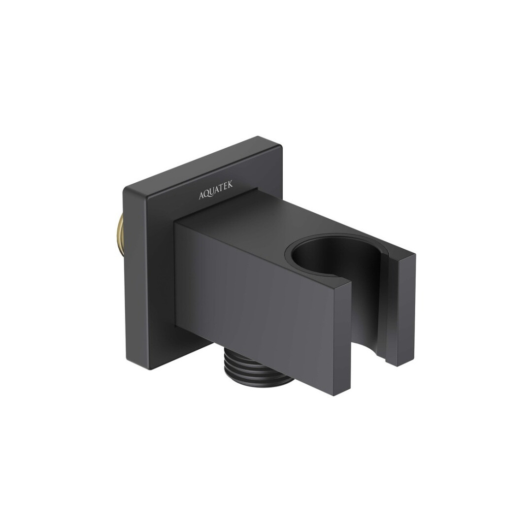 Шланговое подсоединение с держателем черное матовое Aquatek AQ2463MB