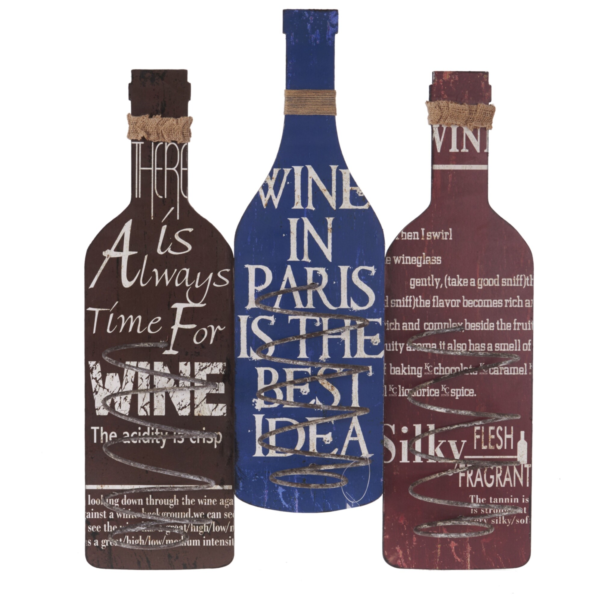 Подставка для вина настенная деревянная на 3 бутылки разноцветная 107797