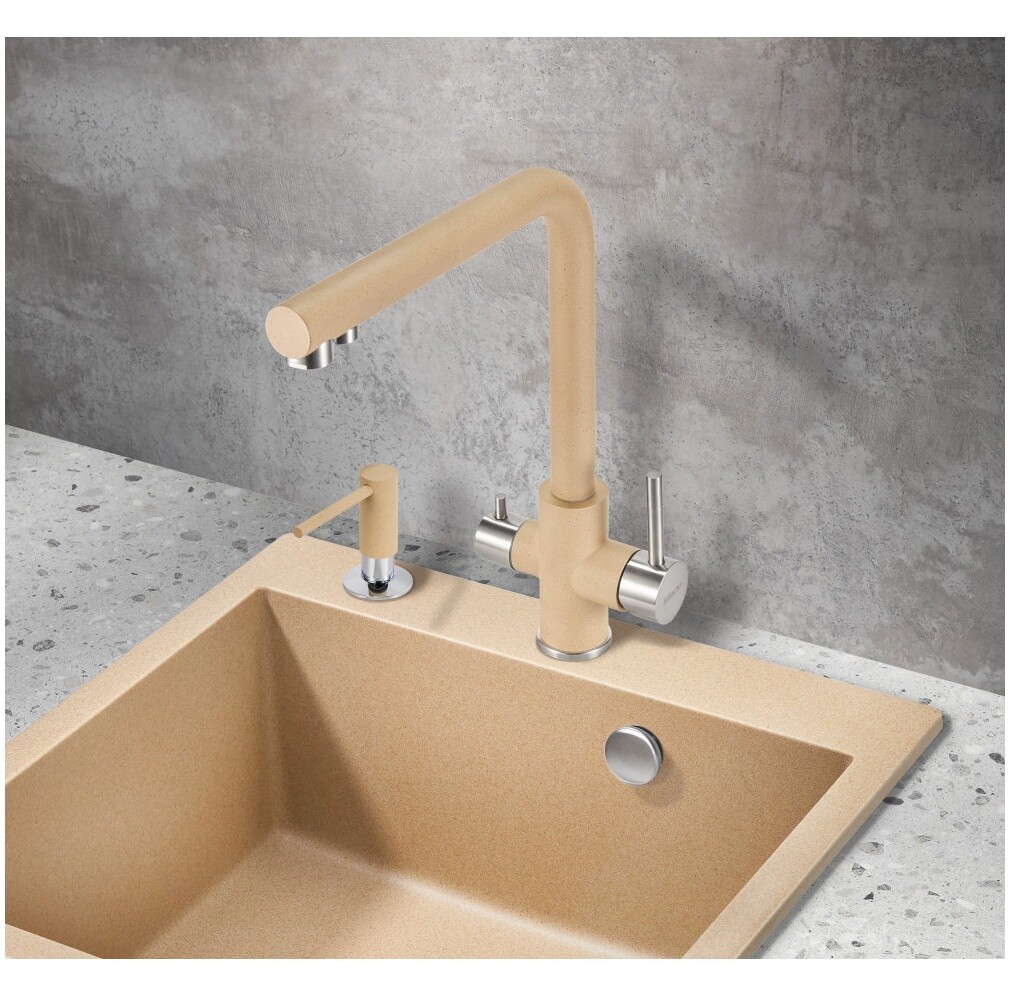 Смеситель для кухни однорычажный с краном для питьевой воды бежевый Milacio Ultra MCU.553.BG - изображение 5