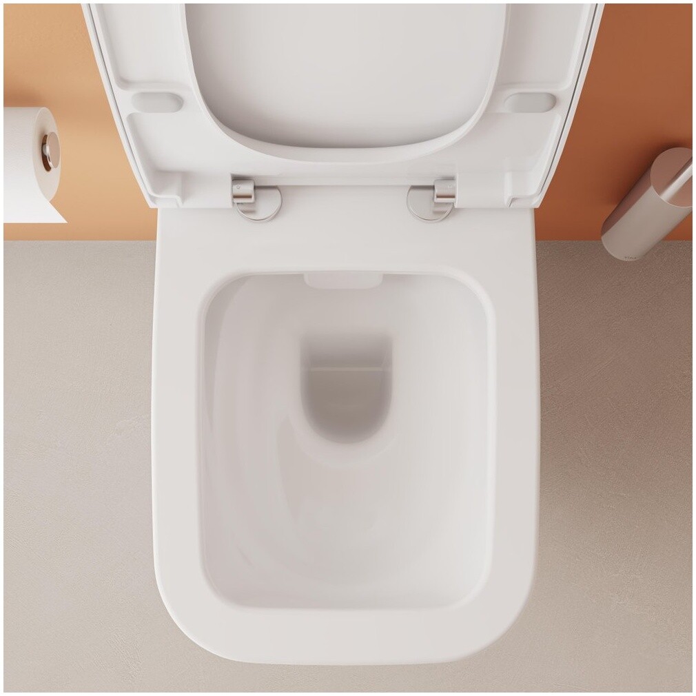 Унитаз подвесной с инсталляцией и кнопкой смыва хром Vitra Integra Square 9856B003-7207 - изображение 10