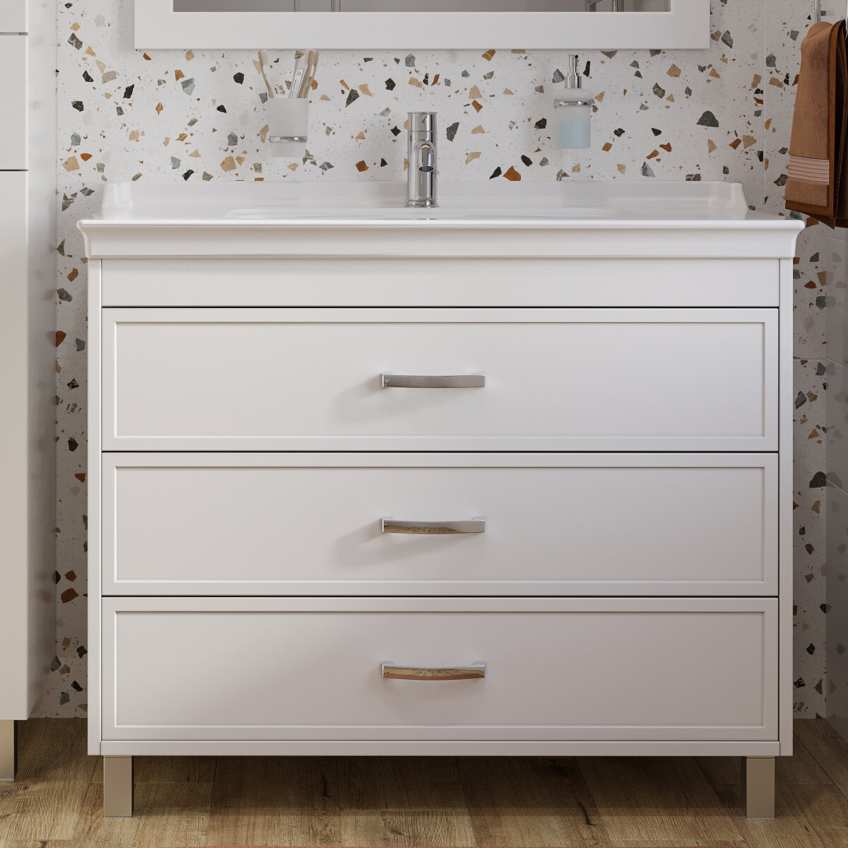 Раковина мебельная фарфоровая 100 см белая Stworki Valarte - изображение 4