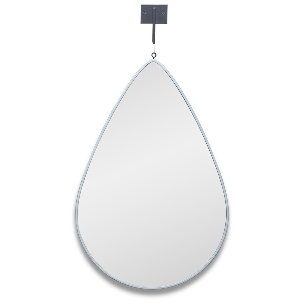 Зеркало настенное капля на подвесе в тонкой раме серебро Droppe S Silver