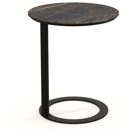 Столик кофейный металлический с керамической столешницей 57 см черный Vissor