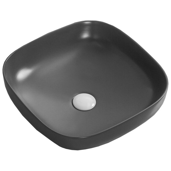Раковина накладная фарфоровая квадратная 42 см черная Cerutti SPA CR2677