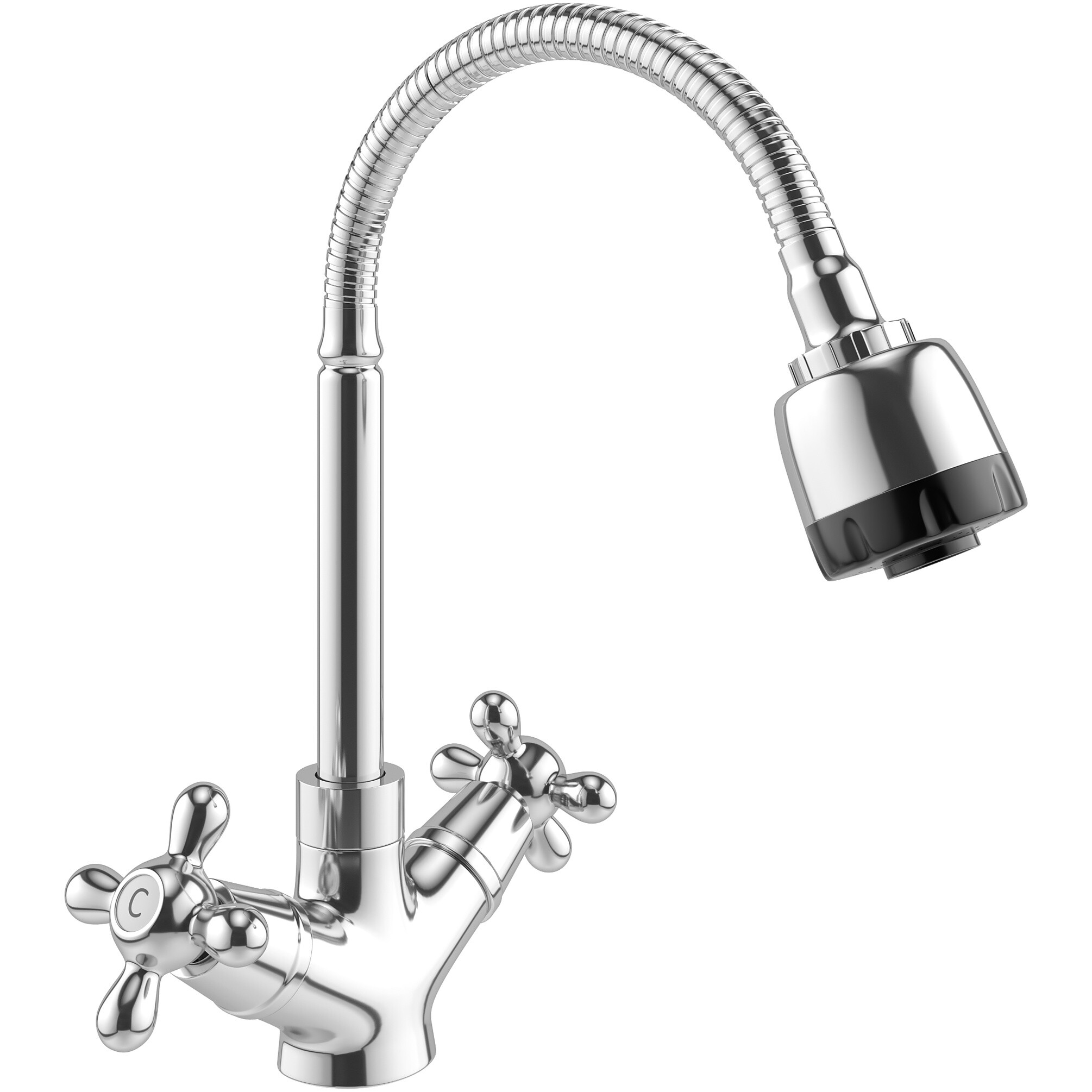 Смеситель для кухни с гибким изливом хром Domaci &quot;Равенна&quot; D03-004cr