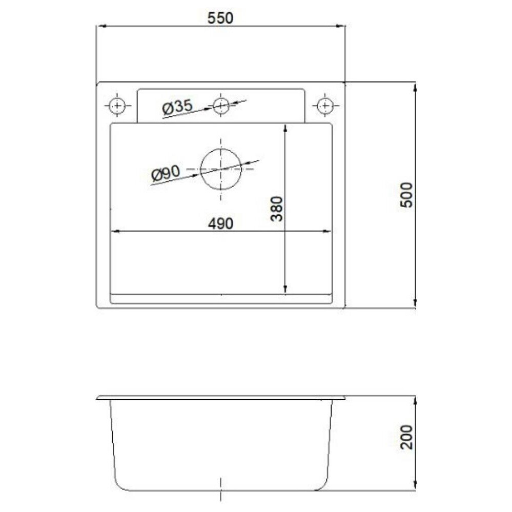 Мойка кухонная прямоугольная 55х50 см белая Reflexion Cubi RX1555WH - изображение 4