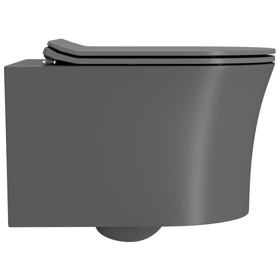 Унитаз подвесной безободковый с сиденьем микролифт серый Point "Вега" PN41711GM - изображение 4