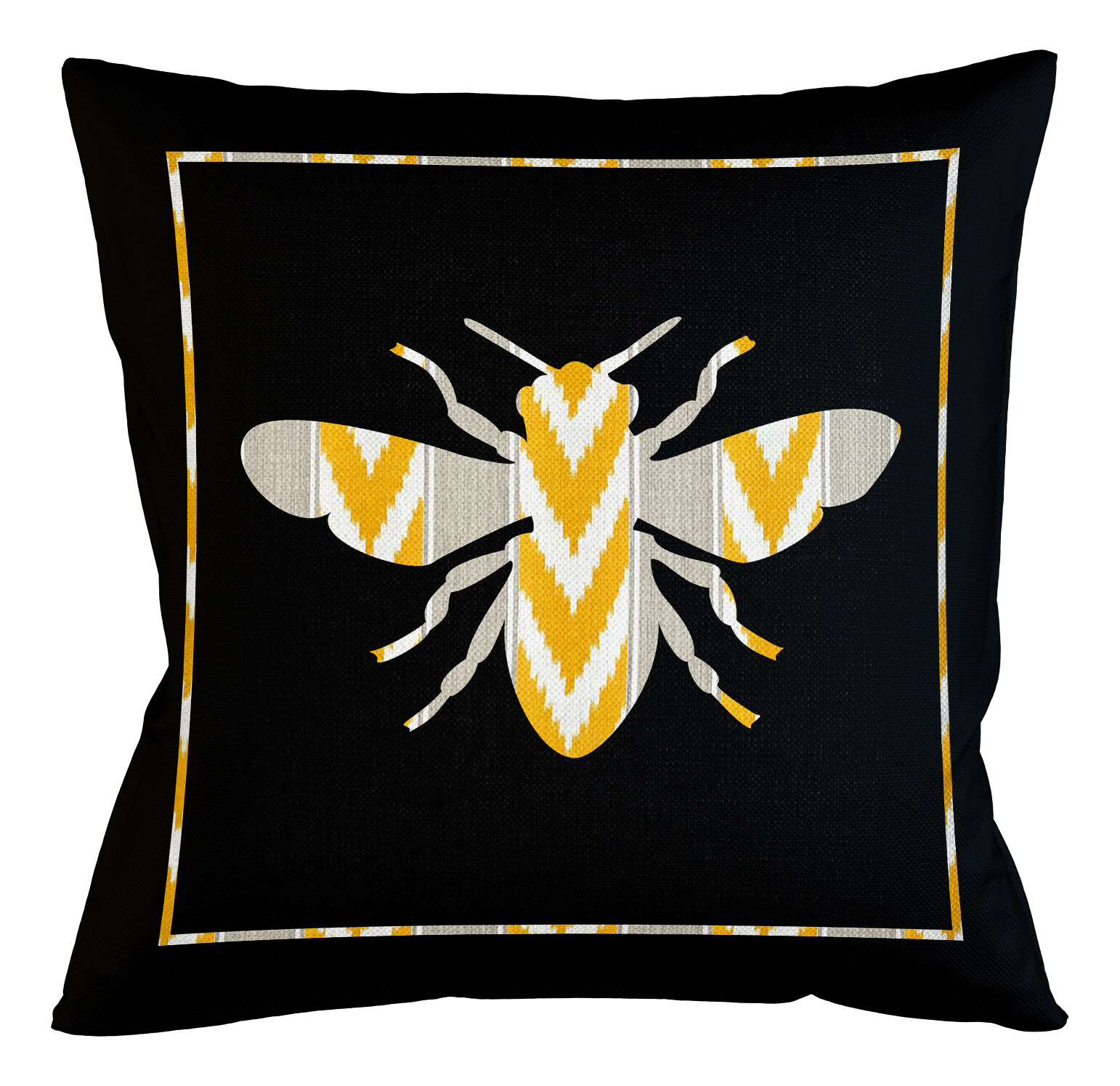 Декоративная подушка квадратная 45х45 см черная &quot;Пчела Нарцисс&quot;