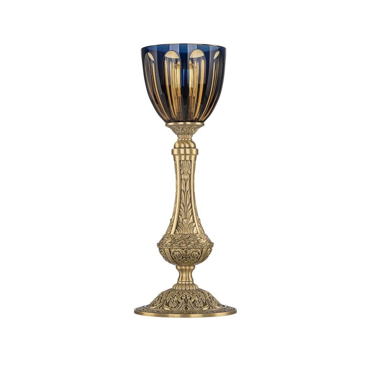 Лампа настольная хрустальная 39х15 см золотая патина с синим 71100L/15 FP P1 Amber-Blu