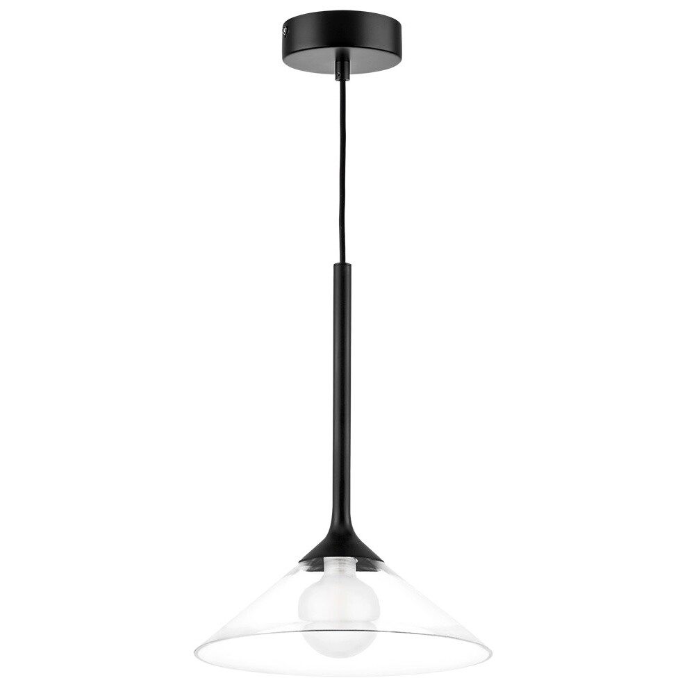Светильник подвесной со стеклянным плафоном черный, прозрачный Vetro 801204