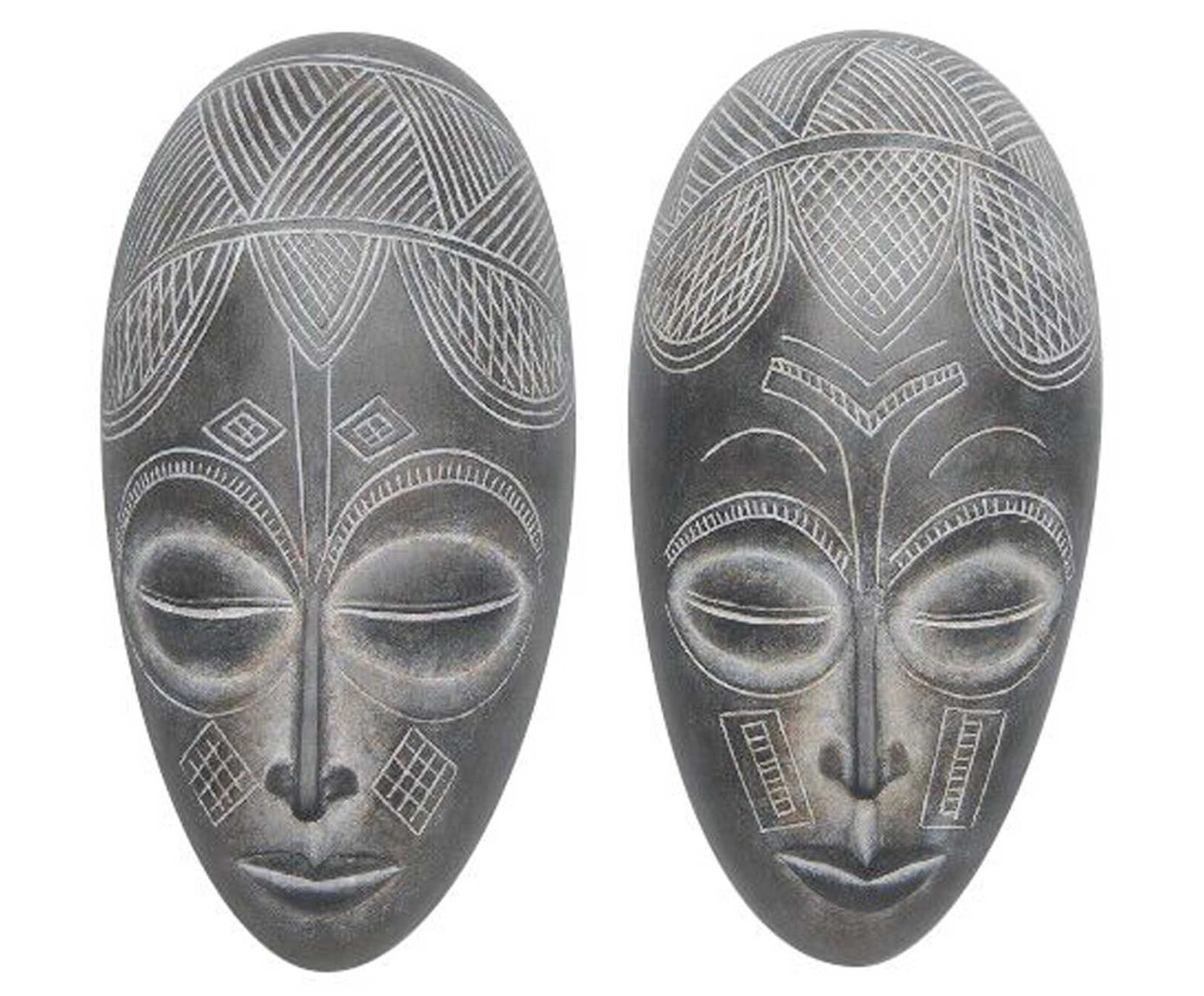 Маски декоративные настенные комплект 2 штуки серый Mask