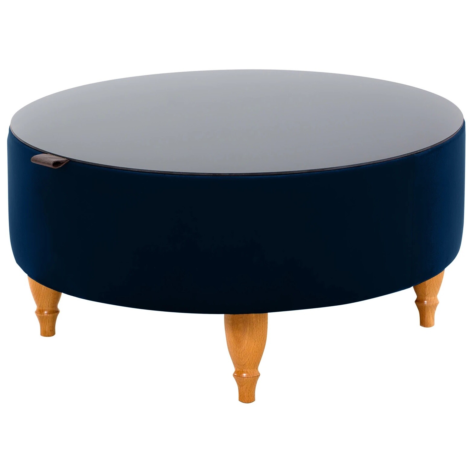 Журнальный столик круглый с ящиком для хранения 72 см синий, бук натуральный Italia Foxy 77