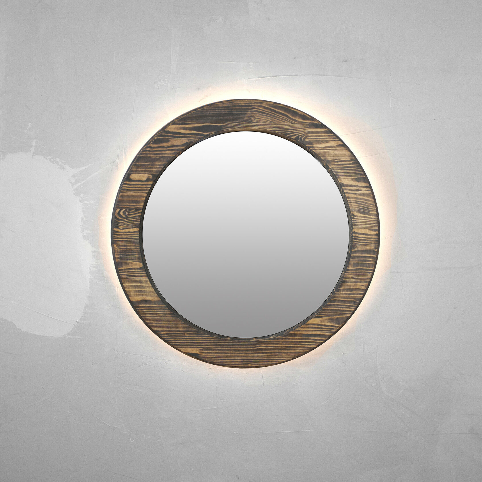 Зеркало настенное круглое с подсветкой 40 см венге Round LED
