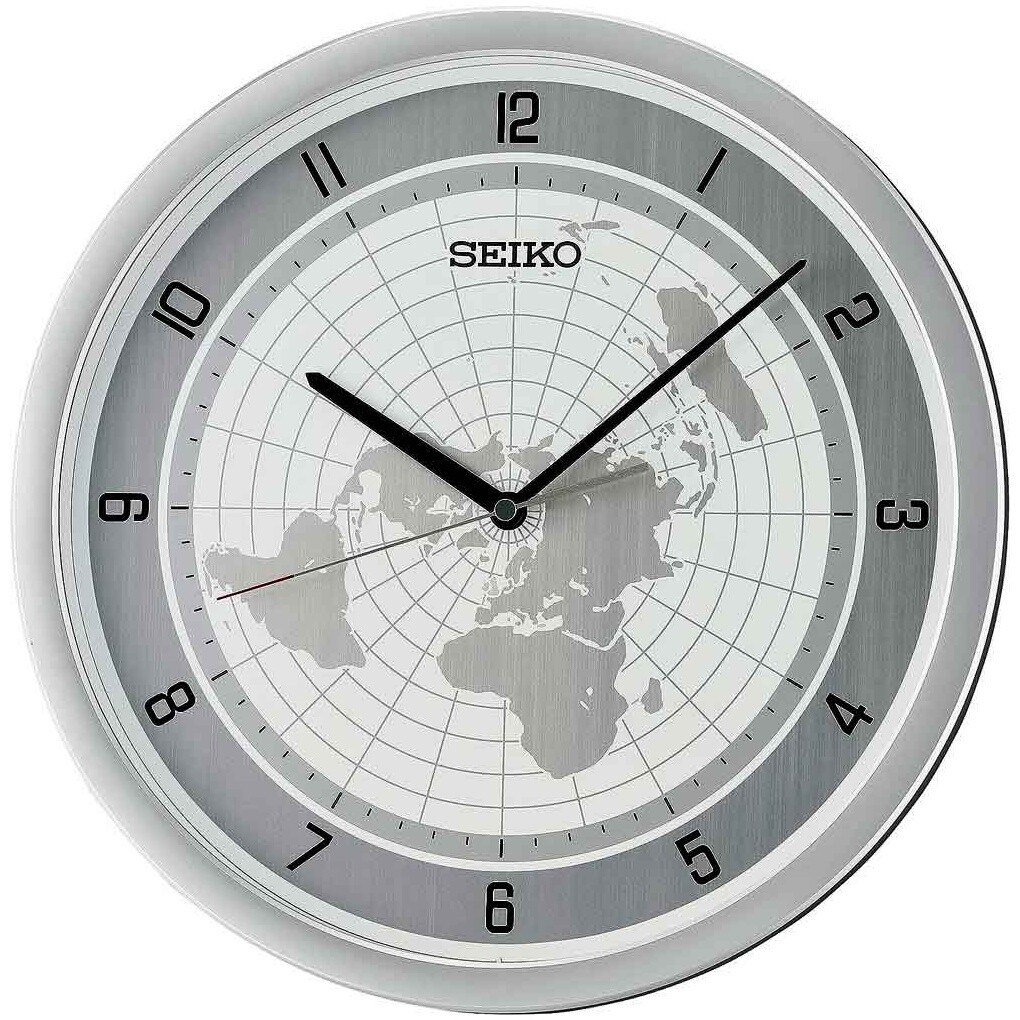 Часы настенные кварцевые пластиковые круглые 36 см серебро QXA814A