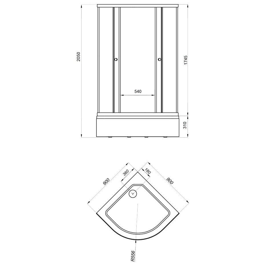 Душевой уголок четверть круга со средним поддоном 90х90 см белый Triton "Сатин В" Щ0000058491 - изображение 4