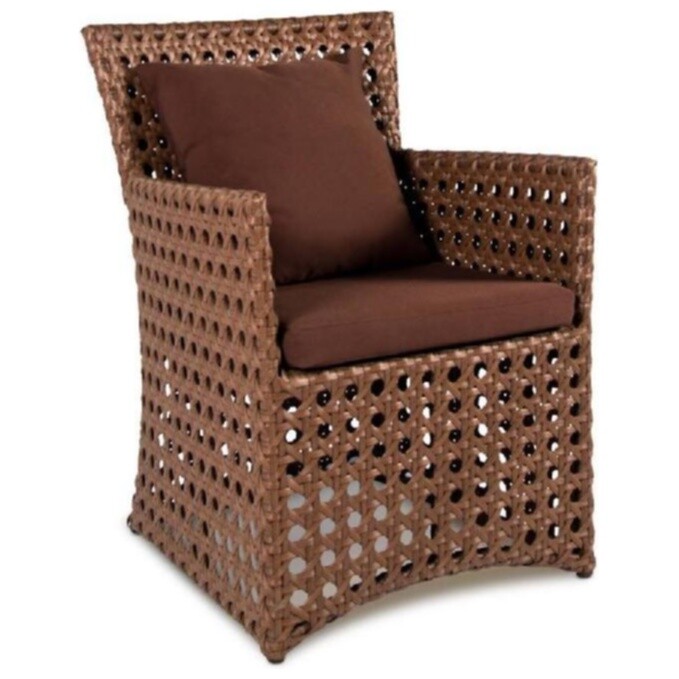 Кресло плетеное с подушкой коричневое Salvia
