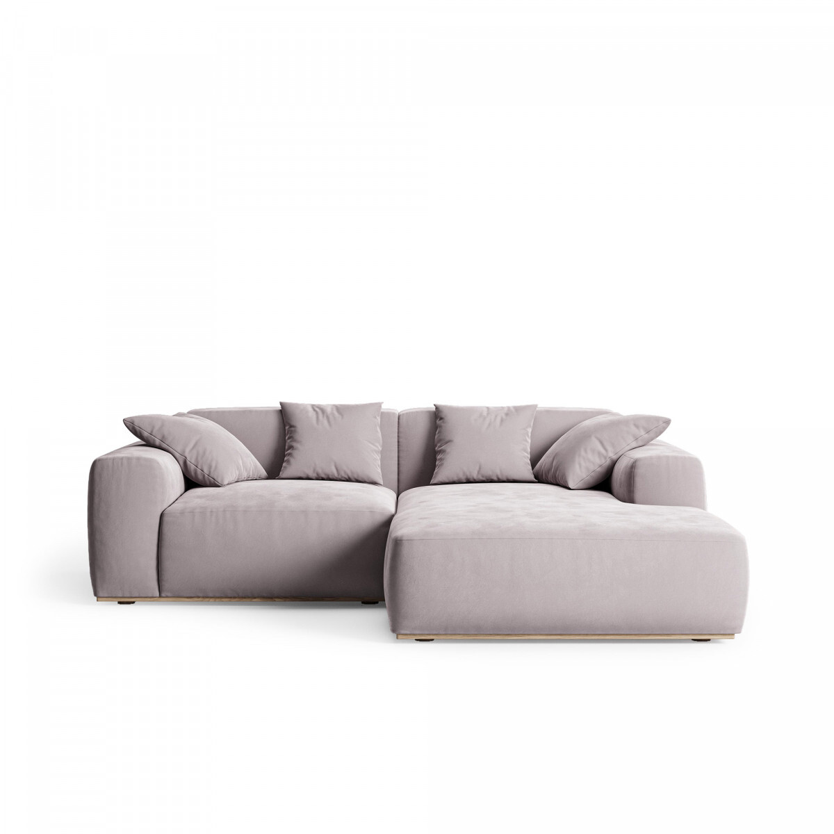 Угловой диван с мягкими подлокотниками серо-розовый Saga
