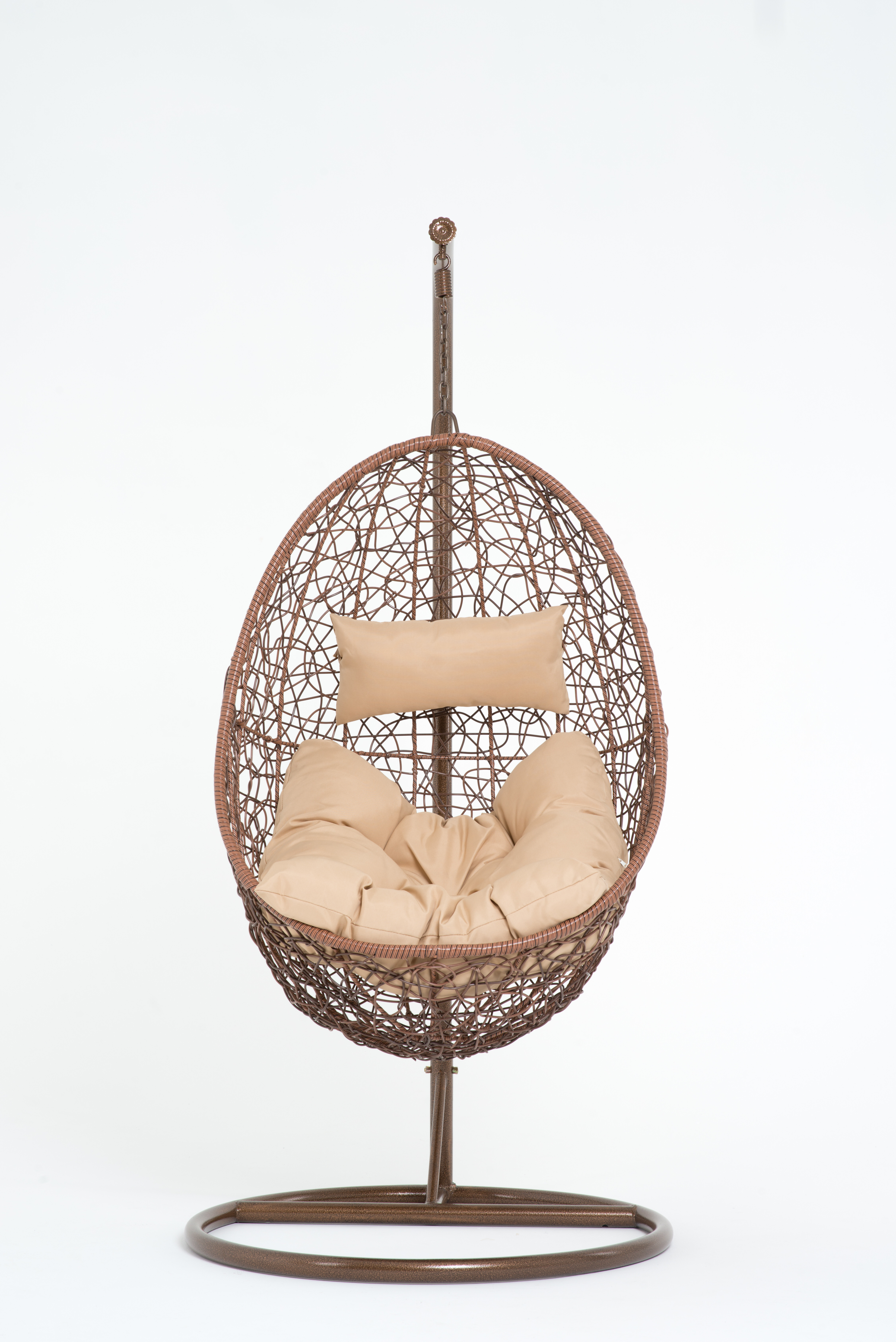 Кресло подвесное плетеное из искусственного ротанга коричневое 44-004-04