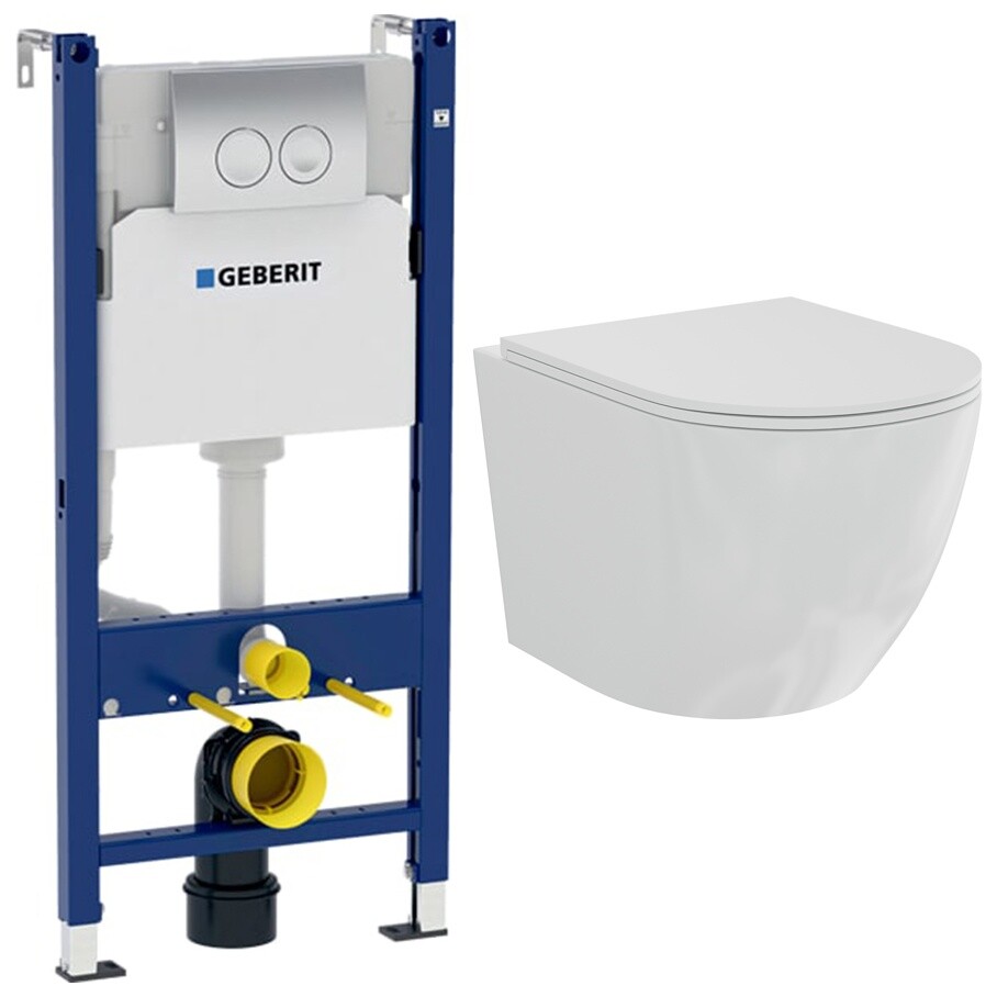 Унитаз подвесной белый Creto Cer C1 Plus 1001-002Cer-C1W-1 с инсталляцией Geberit Duofix Delta