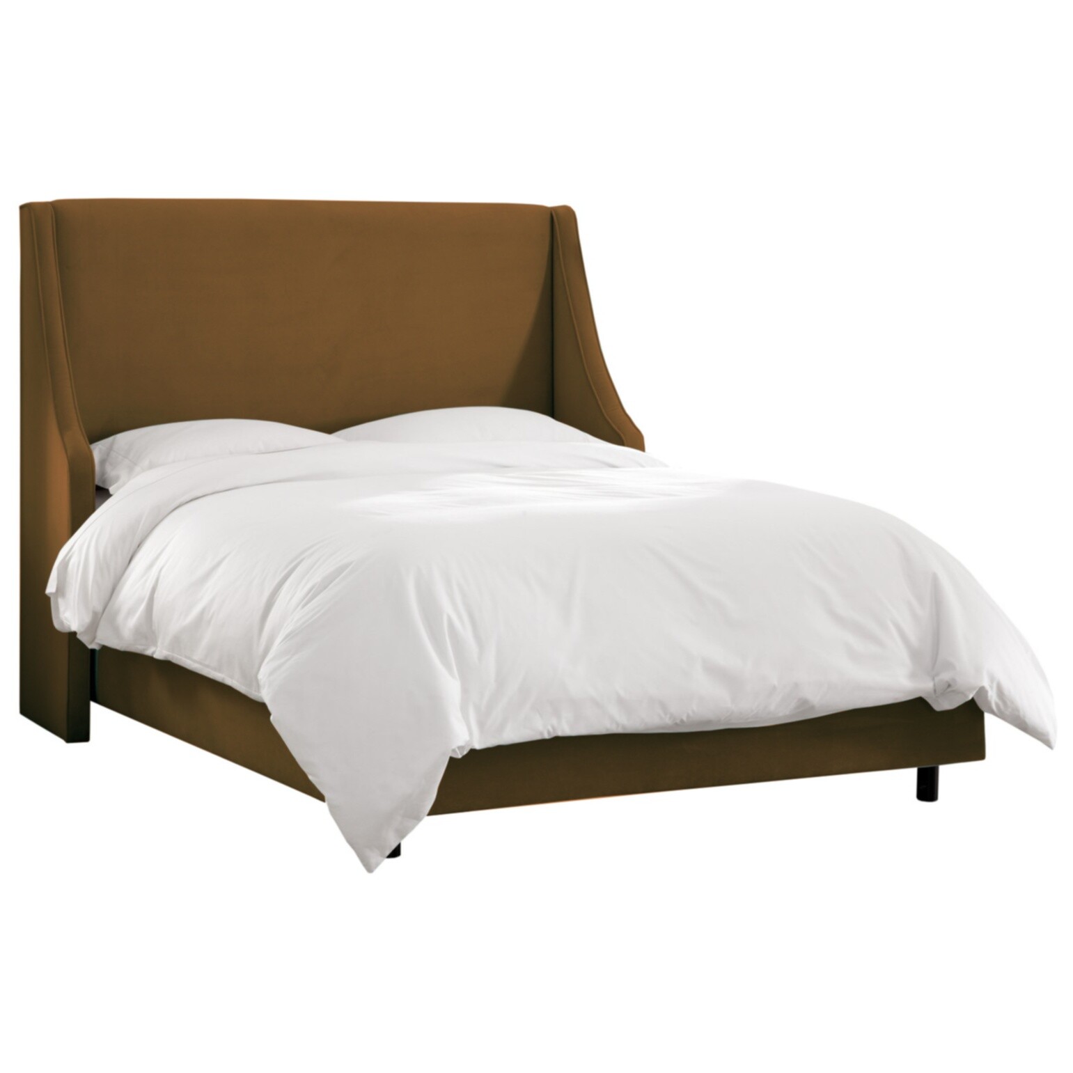 Кровать двуспальная 160х200 см коричневая Davis Wingback Sand Velvet