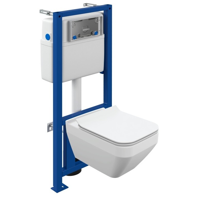 Унитаз белый Cersanit Crea Square CO DPL EO slim с инсталляцией Link Pro 63997