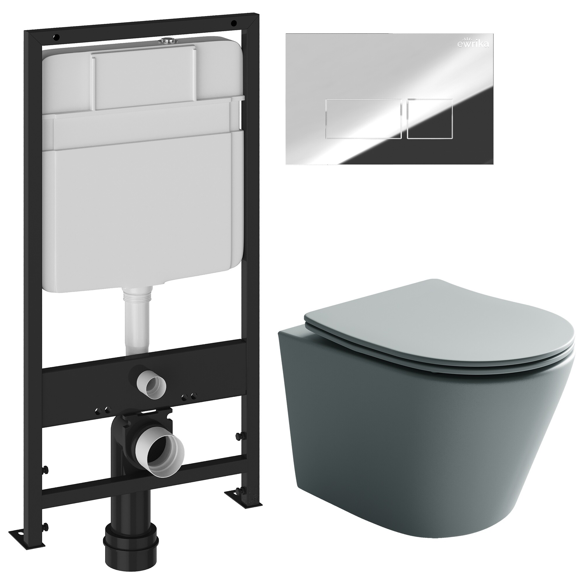 Унитаз Ceramicanova Balearica Rimless CN6000MH с инсталляцией Ewrika ProLT 0026-2020