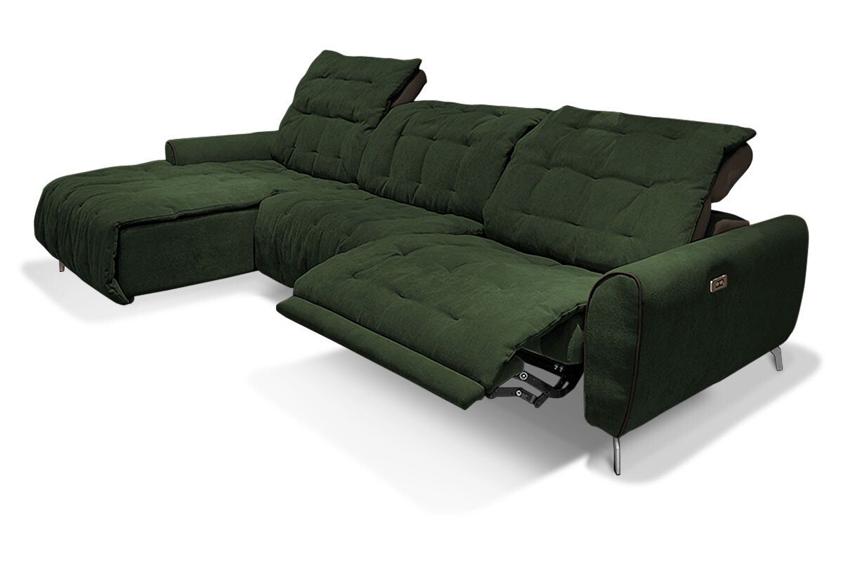 Диван-кровать угловой трехместный с оттоманкой зеленый &quot;Грей-2&quot;