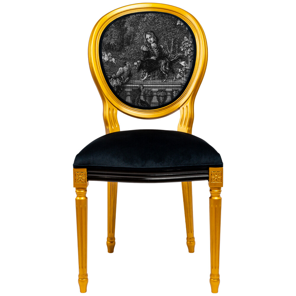 Стул с мягким сиденьем и спинкой черно-золотой «Маримон. Август, Дева» 21102708