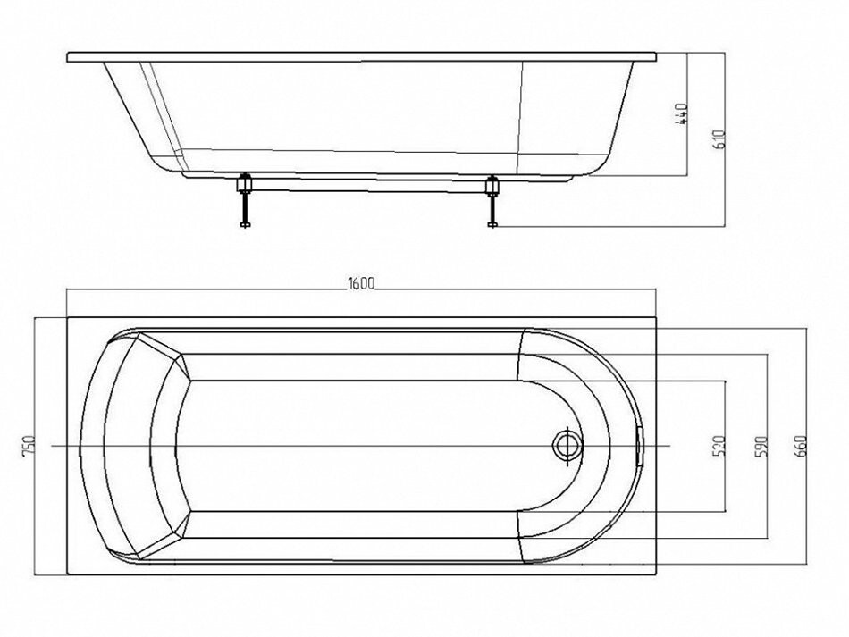 Ванна акриловая 160х75 см белая Aquatek "Ника" NIK160-0000001 - изображение 4