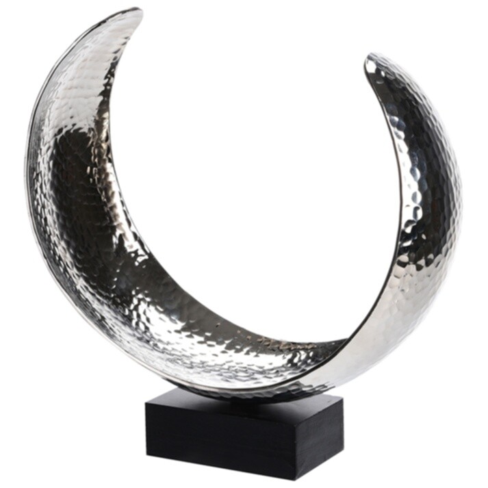 Статуэтка декоративная металлическая на подставке 27х25 см серебряная &quot;С-форма&quot;