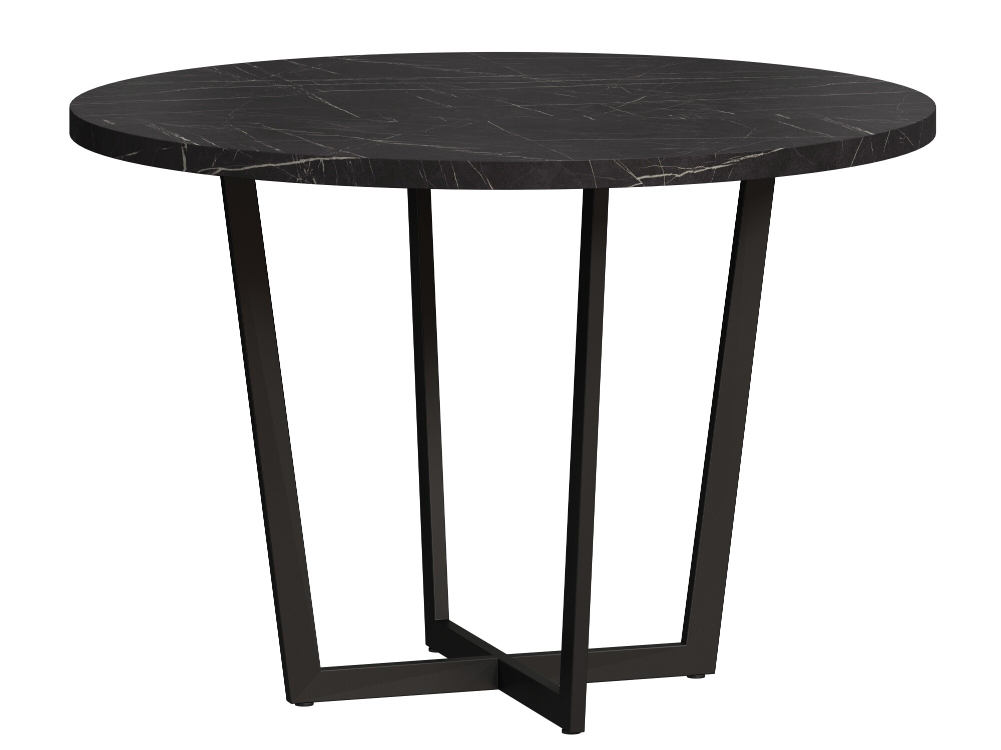 Обеденный стол круглый с металлическими ножками 98 см черный &quot;Мальборк Раунд Мрамор Блэк&quot;