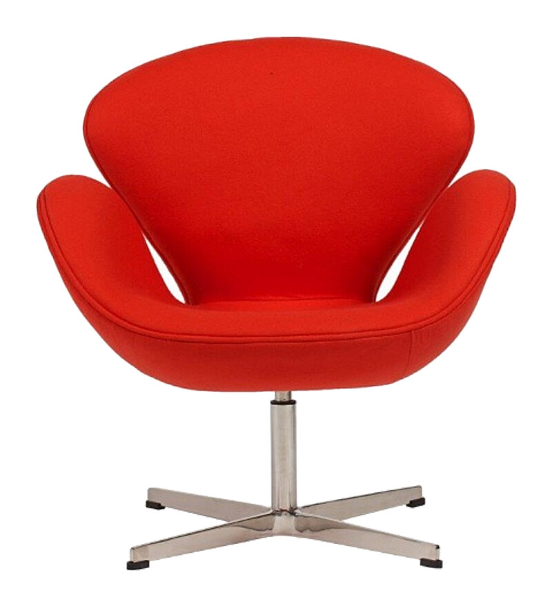 Кресло дизайнерское красное, кашемир Swan Chair