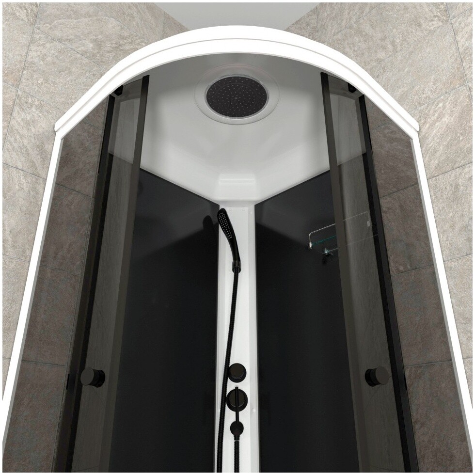 Душевая кабина четверть круга со средним поддоном 90х90 см белый Triton "Грэй-Блэк В" Щ0000067303 - изображение 5