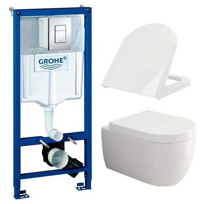 Унитаз подвесной белый Bocchi V-Tondo 1416-001-0129 с инсталляцией Grohe Rapid SL 38772001