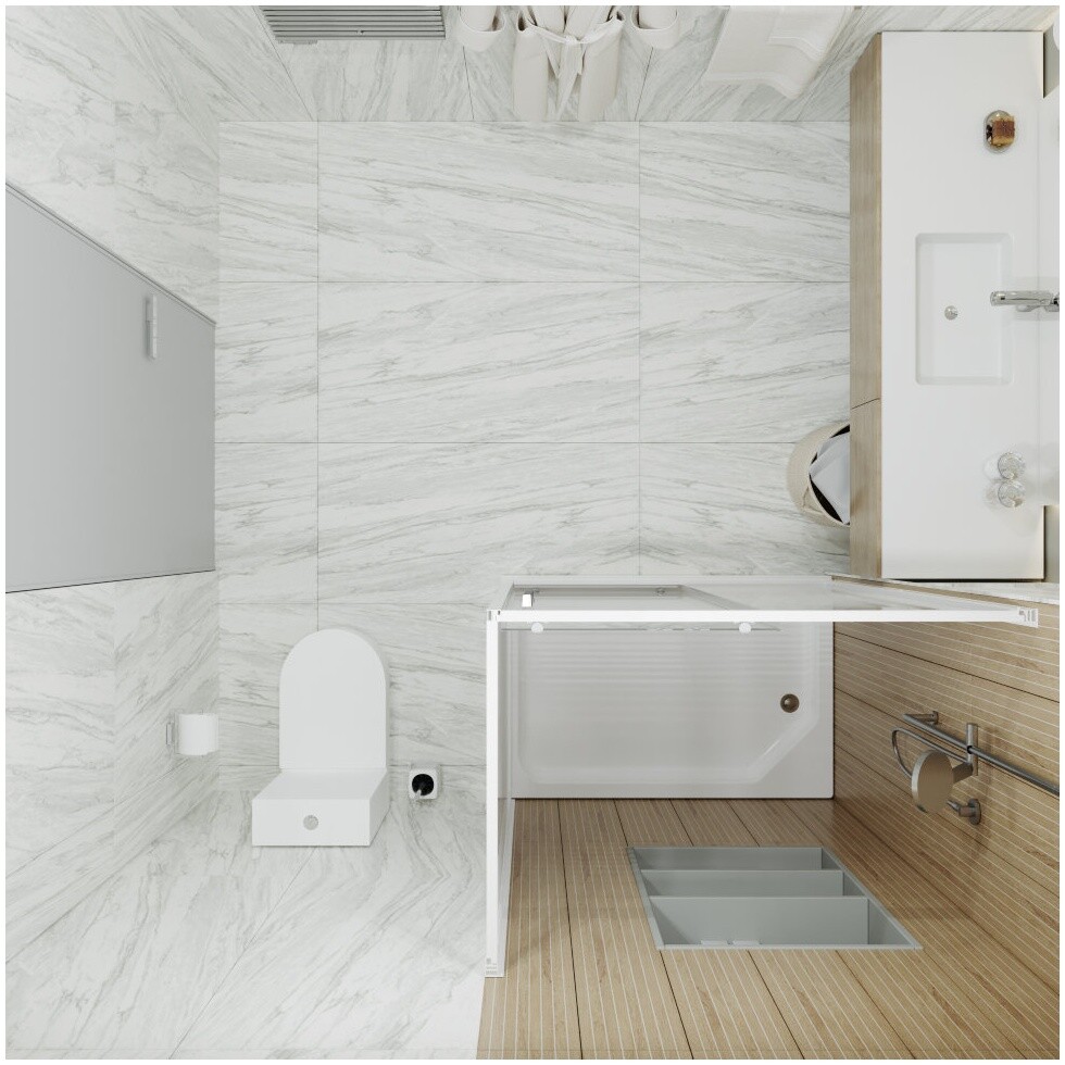 Душевой уголок прямоугольный с низким поддоном 80х120 см белые полосы Triton "Фьюжн А" Щ0000038524 - изображение 8