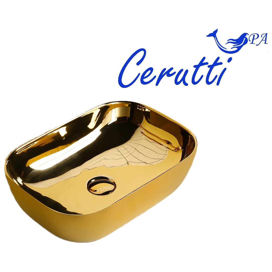 Раковина накладная фарфоровая прямоугольная 33х46 см золото Cerutti SPA C0078B - изображение 4
