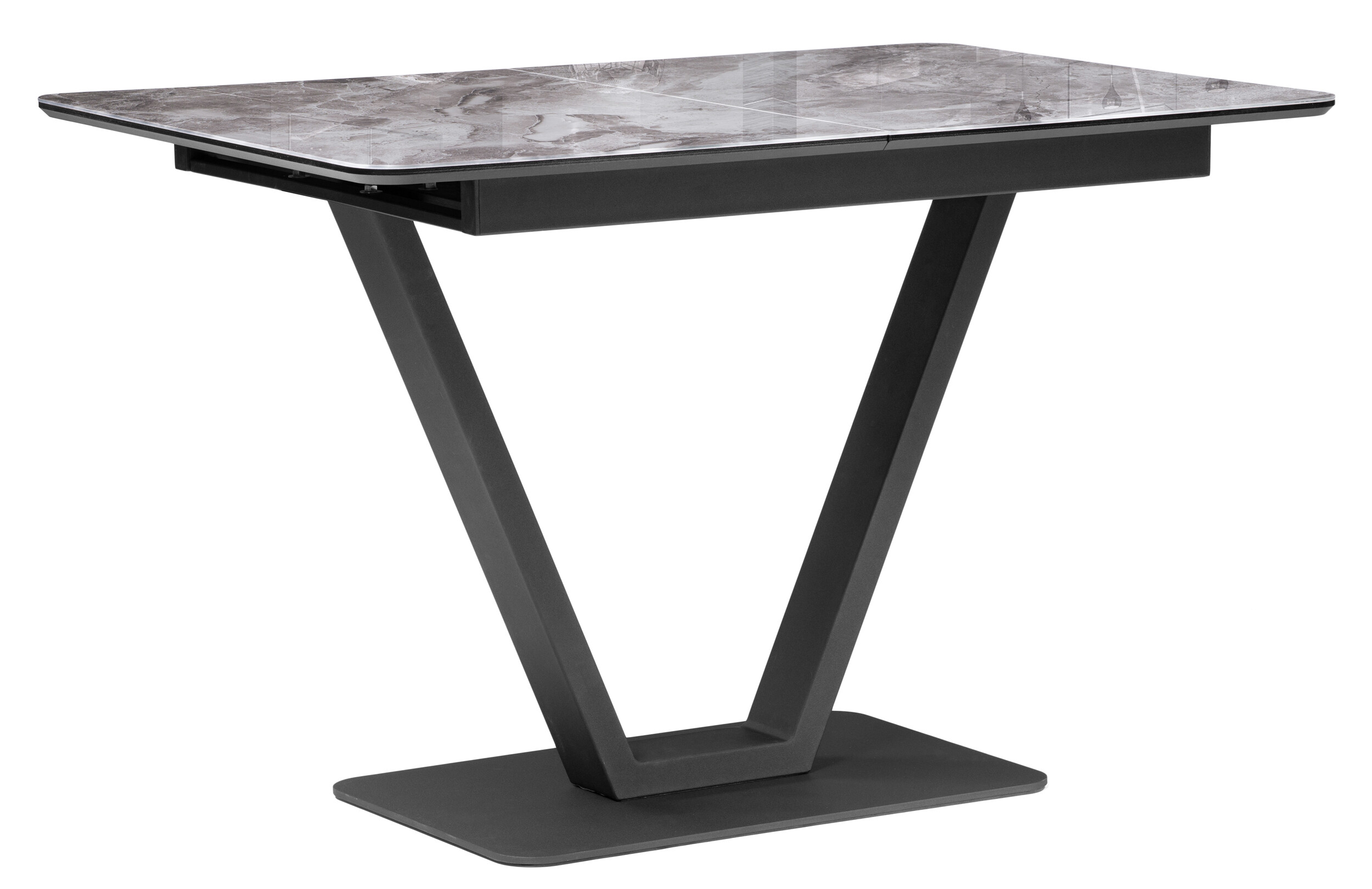 Обеденный стол раскладной серый мрамор, черный &quot;Бугун&quot;