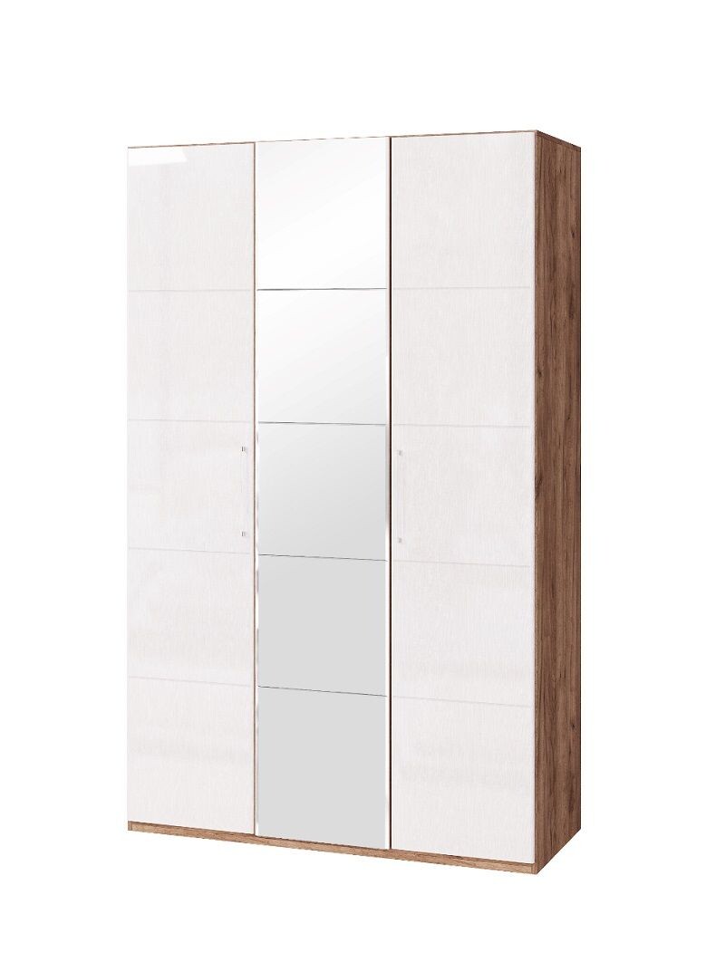 Шкаф для одежды с зеркалом белый, коричневый &quot;Монреаль 01&quot;