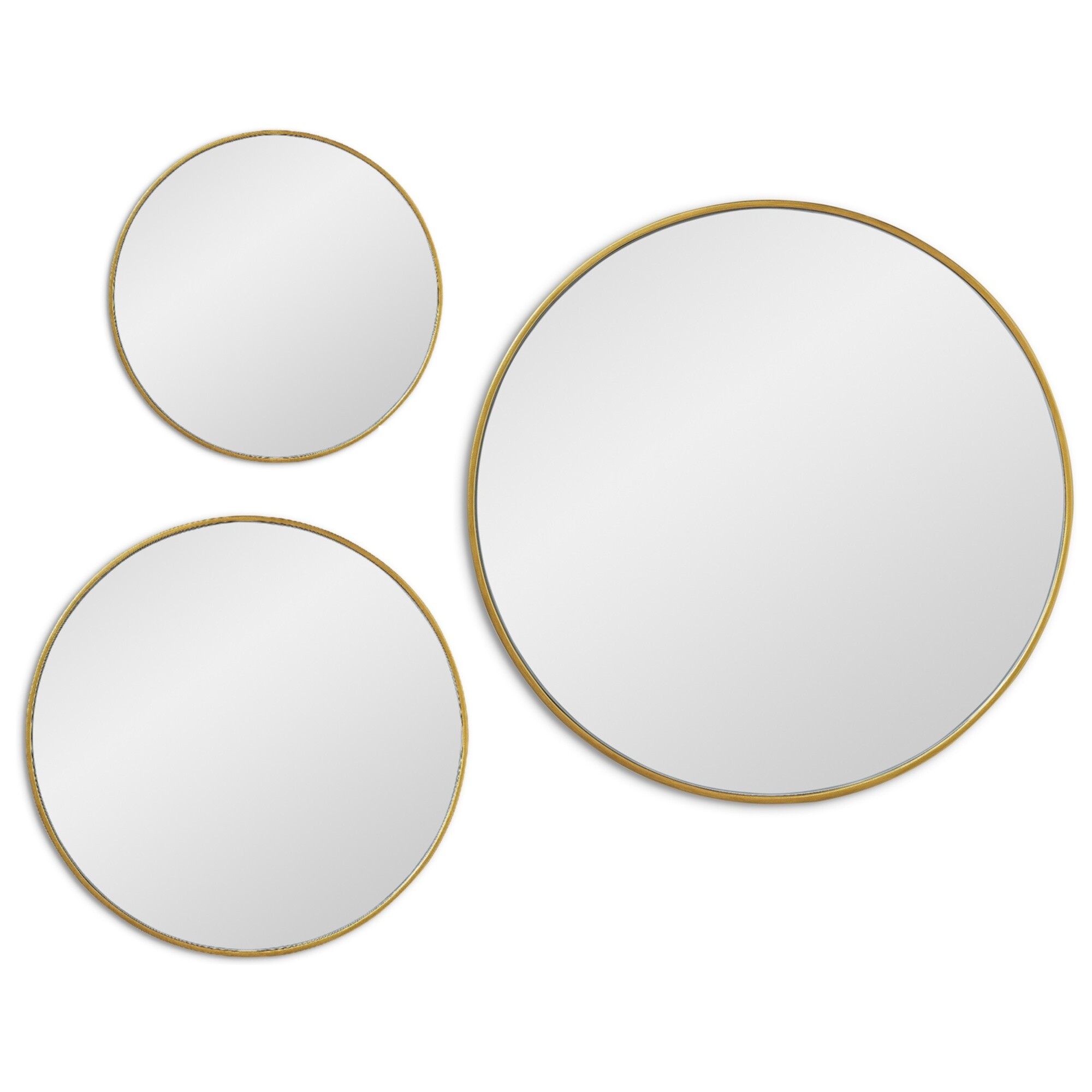 Зеркала настенные круглые в тонкой раме 3 шт золото Saturn Gold