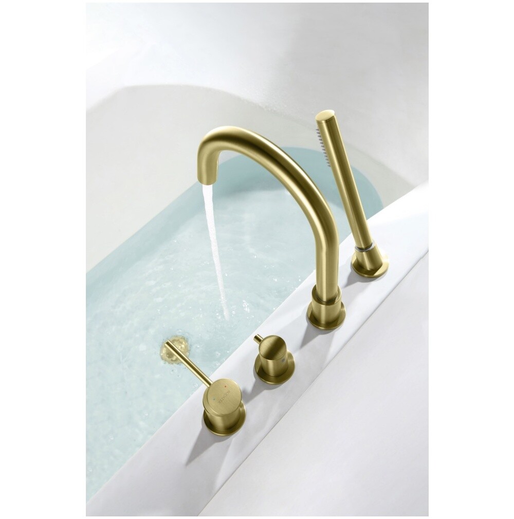 Смеситель на борт ванны шлифованное золото Aquatek "Европа" AQ1348BG - изображение 9