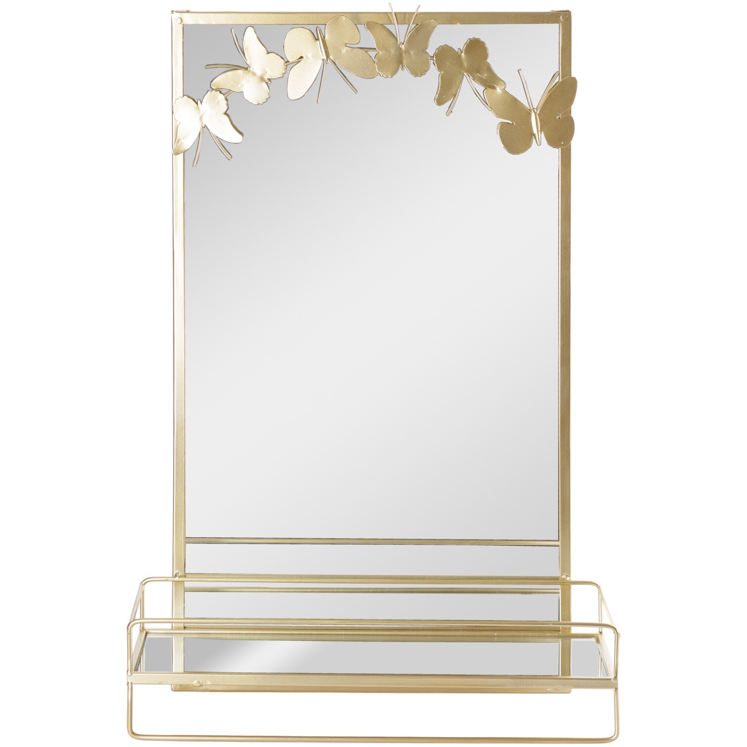 Зеркало настенное с полкой золото 44х15х64 см